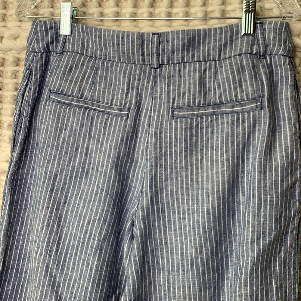 Chico’s Blue Linen Striped Wide Leg Pants - Picture 6 of 8
